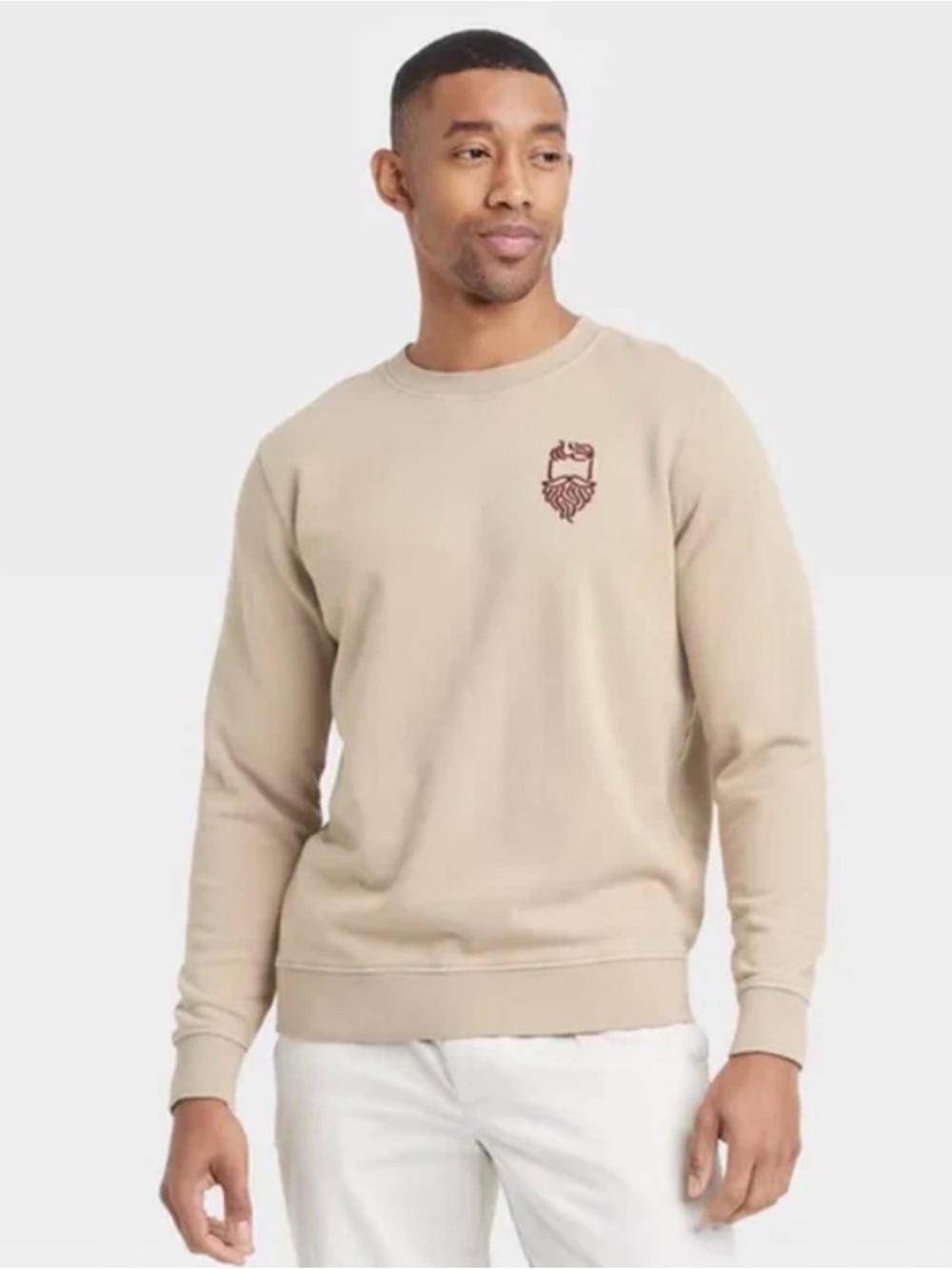 Goodfellow & Co. Relaxed Taupe Crew Neck Sweatshirt w/ Embroidered Logo | NWT L